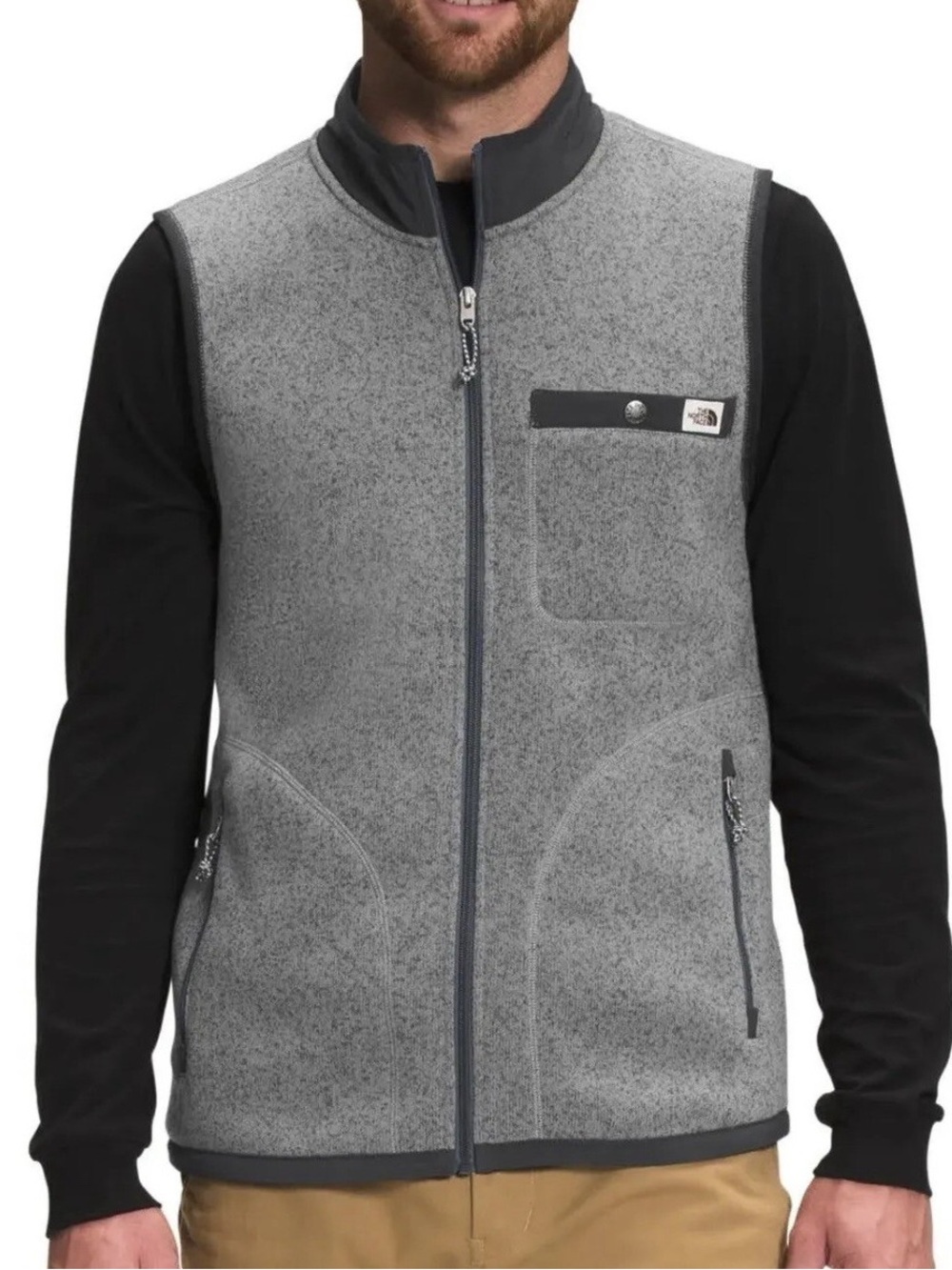 The North Face Men's Gray Fleece Full Zip Vest Size L